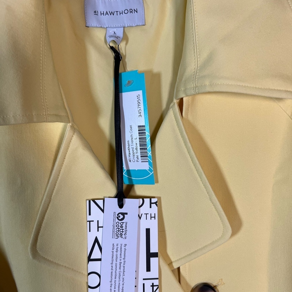 41 Hawthorn ❤️ Yellow Double-Breasted Cropped Trench Coat Jacket Stitch Fix - Picture 3 of 3